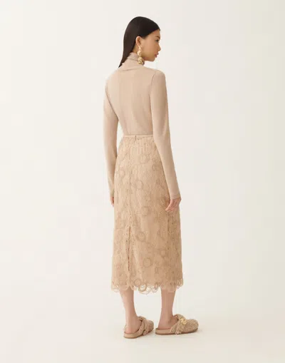 Fabiana Filippi Macramé Lace Midi Skirt In Brown