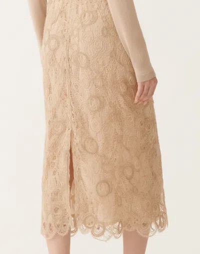 Fabiana Filippi Macramé Lace Midi Skirt In Brown