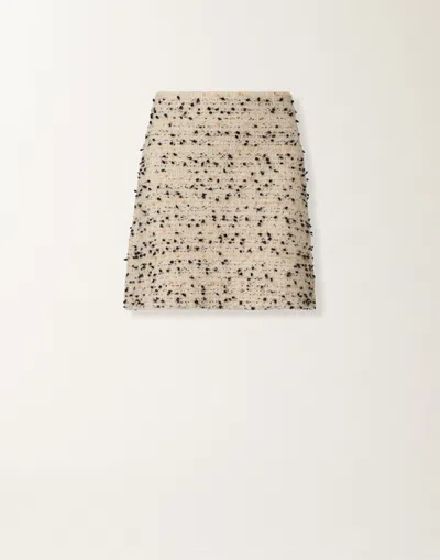 Fabiana Filippi Textured Wool And Alpaca Blend Skirt With Frayed Hem In Neutral