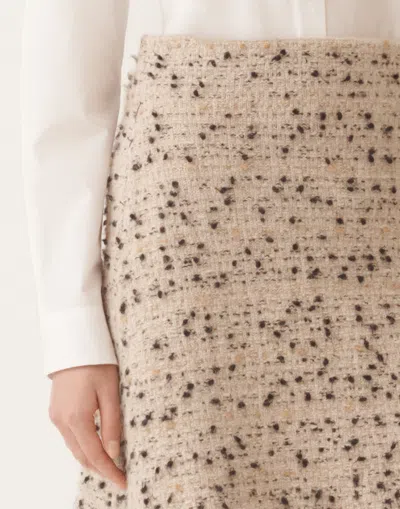 Fabiana Filippi Textured Wool And Alpaca Blend Skirt With Frayed Hem In Neutral