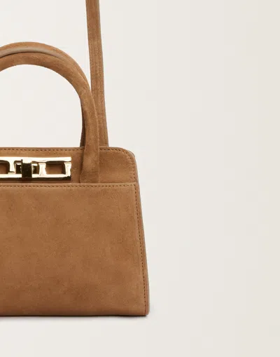 Fabiana Filippi Suede Leather Tote Bag With Adjustable Strap In Brown