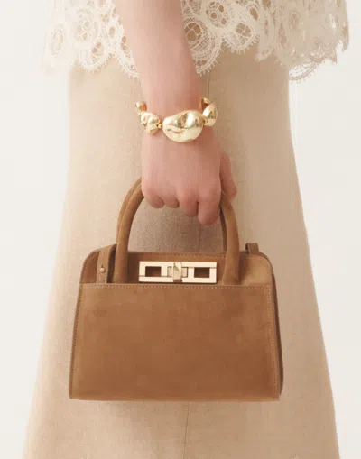 Fabiana Filippi Suede Leather Tote Bag With Adjustable Strap In Brown