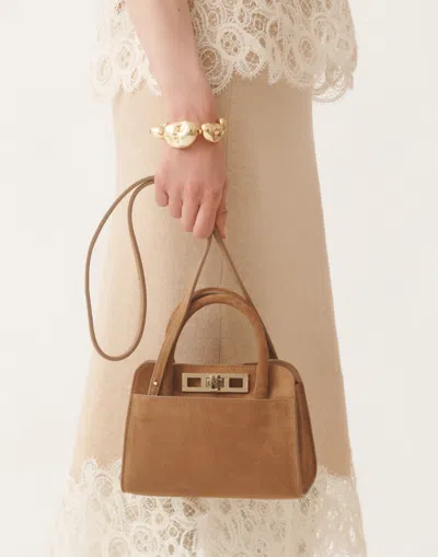 Fabiana Filippi Suede Leather Tote Bag With Adjustable Strap In Brown