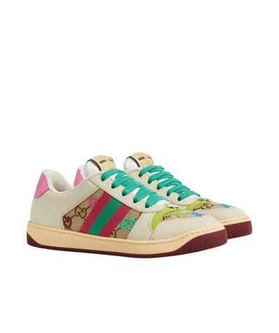 Gucci Screener Trainer In Gg Fabric And Multicolour Details In Multi