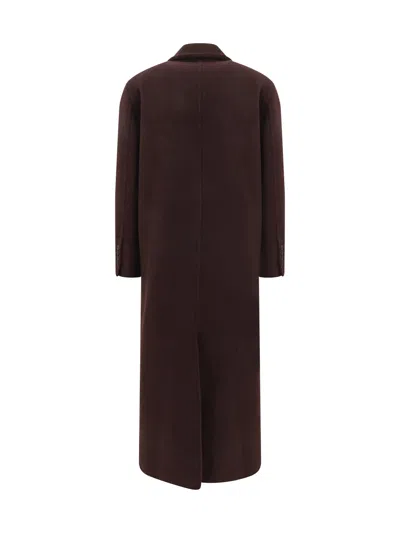 Brunello Cucinelli Hand-crafted Coat In Cashmere Double Beaver Cloth With Monili In Burgundy