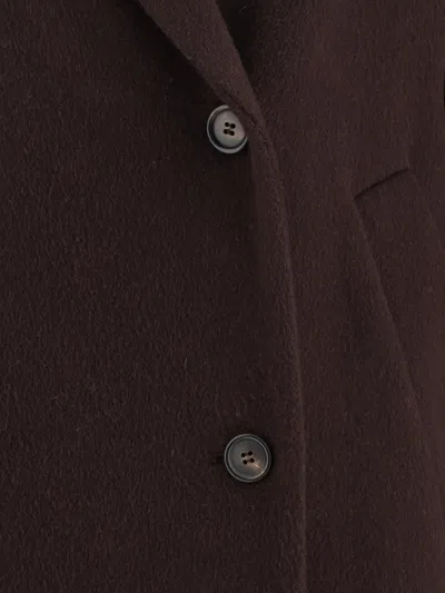 Brunello Cucinelli Hand-crafted Coat In Cashmere Double Beaver Cloth With Monili In Burgundy