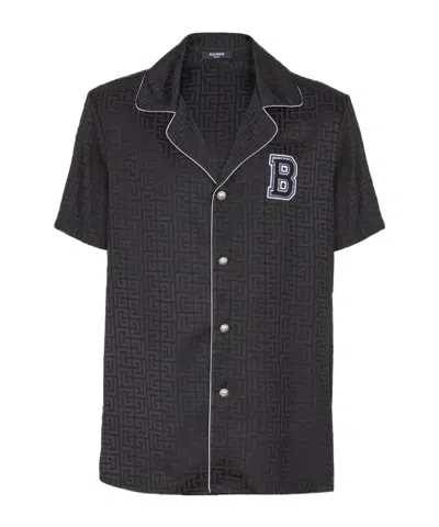 Balmain Varsity Style Shirt Featuring Contrast Piping In Black