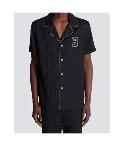 Balmain Varsity Style Shirt Featuring Contrast Piping In Black