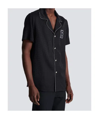 Balmain Varsity Style Shirt Featuring Contrast Piping In Black