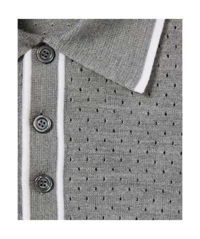 Gucci Men Wool Long-sleeves Polo Shirt In Gray