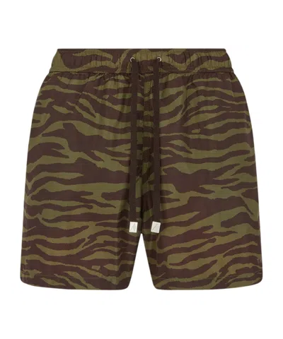Attico Zebra Shorts In Khaki/brown Nylon In Multi