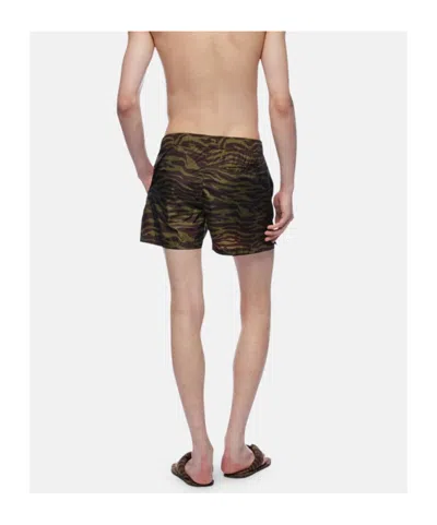 Attico Zebra Shorts In Khaki/brown Nylon In Multi
