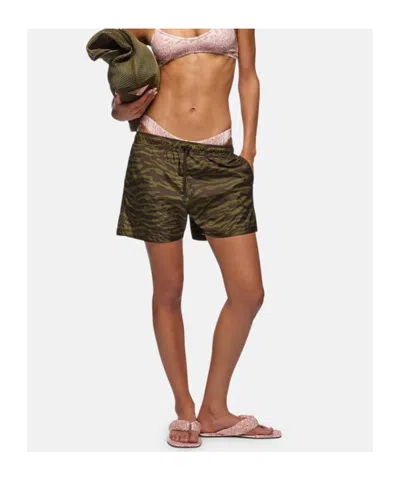 Attico Zebra Shorts In Khaki/brown Nylon In Multi