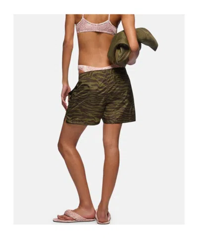 Attico Zebra Shorts In Khaki/brown Nylon In Multi