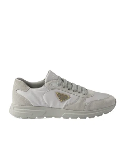 Prada Prax 2.0 Re-nylon And Suede Sneakers In Gray
