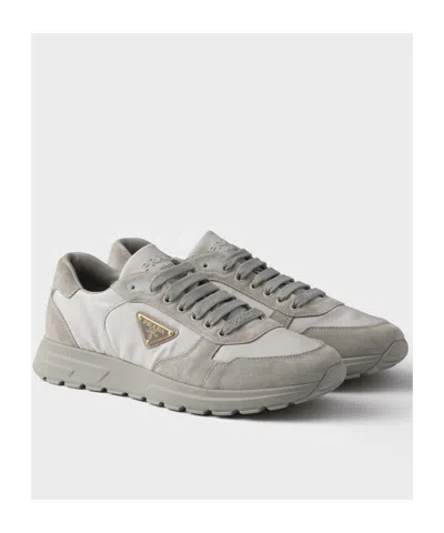 Prada Prax 2.0 Re-nylon And Suede Sneakers In Gray