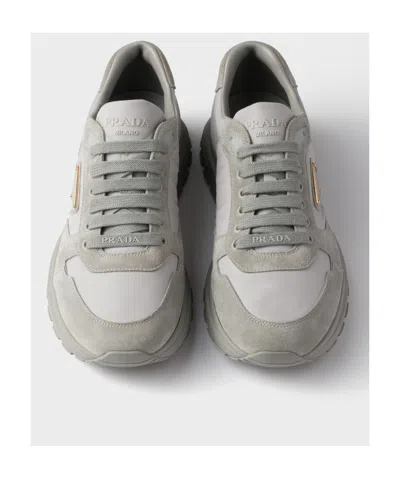 Prada Prax 2.0 Re-nylon And Suede Sneakers In Gray