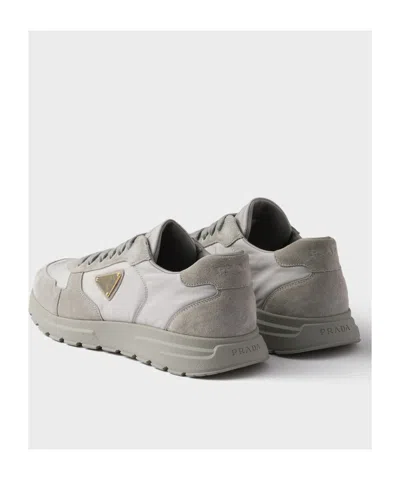 Prada Prax 2.0 Re-nylon And Suede Sneakers In Gray