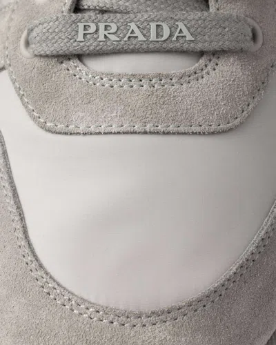 Prada Prax 2.0 Re-nylon And Suede Sneakers In Gray