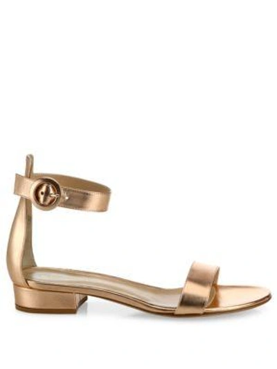 Shop Gianvito Rossi Metallic Leather Ankle-strap Sandals In Gold