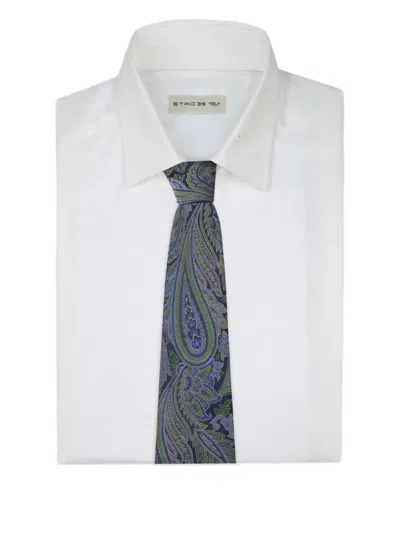 Etro Paisley Pattern Tie In Gray