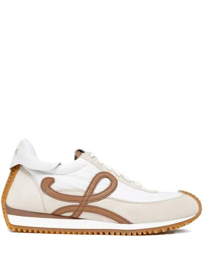 Loewe Flow Runner Leather-trimmed Shell And Suede Sneakers In Beige