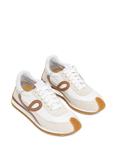 Loewe Flow Runner Leather-trimmed Shell And Suede Sneakers In Beige