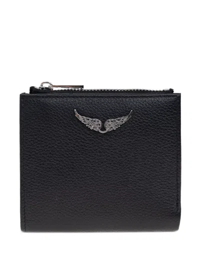 Zadig & Voltaire Mini Textured Finish Wallet In Black