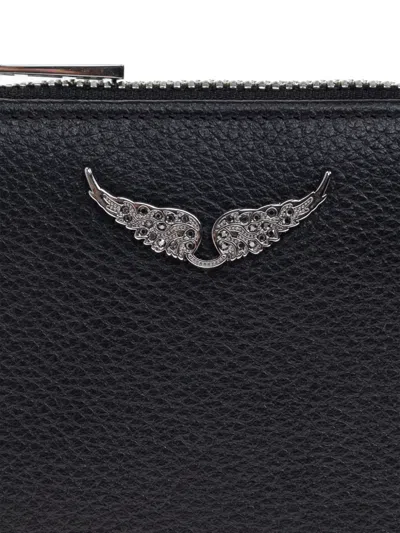 Zadig & Voltaire Mini Textured Finish Wallet In Black