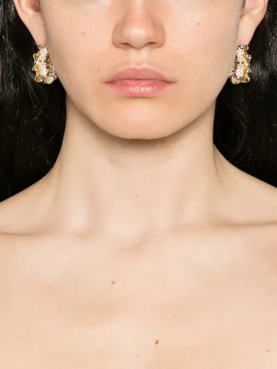 Eddie Borgo Double Pave Bambu Hoops In Gold