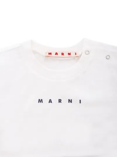 Marni Long-sleeve Logo-printed T-shirt In White