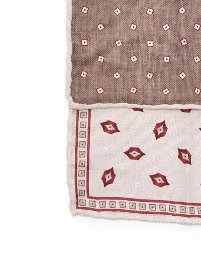 Brunello Cucinelli Patterned Silk Scarf In Gray