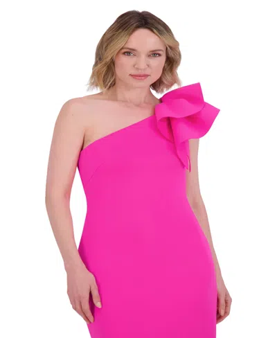 Eliza J One-shoulder Scuba Sheath Dress In Pink