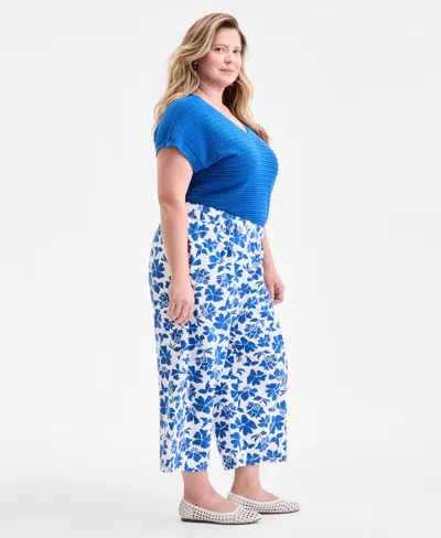 Style & Co Plus Size Floral-print Wide-leg Pants, Exclusively At Macy's In Multi