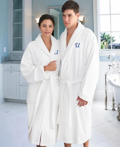Linum Home 100% Turkish Cotton Personalized Unisex Herringbone Bath Robe In Multi