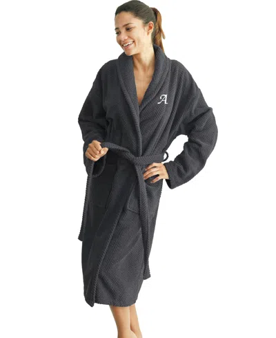 Linum Home 100% Turkish Cotton Personalized Unisex Herringbone Bath Robe In Multi