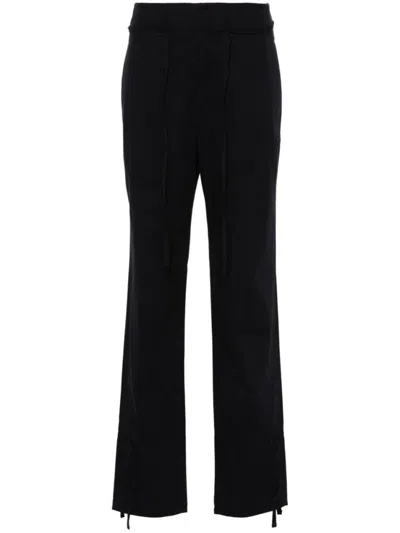 Lemaire Cotton Twill Drawstring Trousers With Dart Detailing In Black