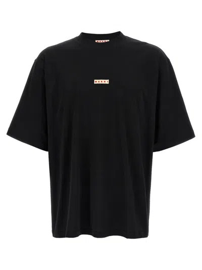 Marni Cotton T Shirt With Logo Print In Black