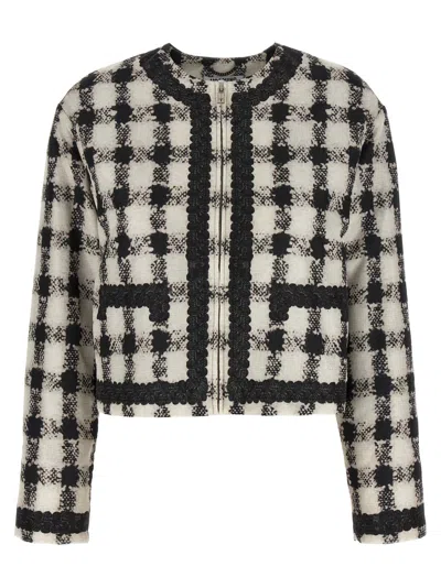 Moschino Textured Fabric Cropped Jacket In Black