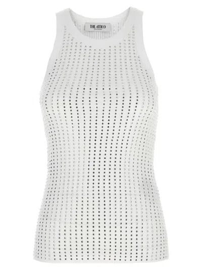 Attico Strass Tank Top In White