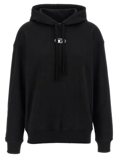 Diesel Hoodie With Metal-effect Oval D Logo In Black