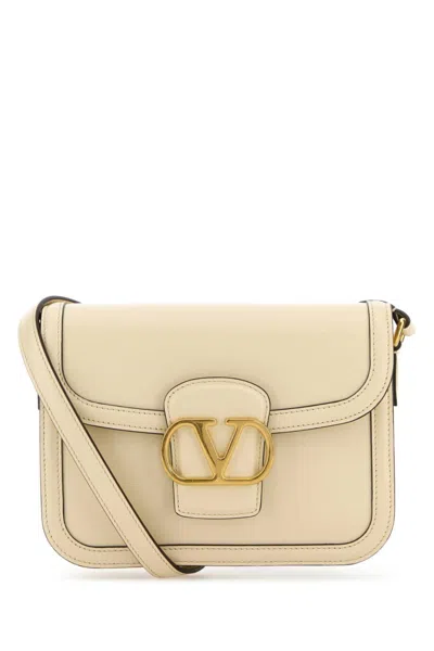 Valentino Garavani Compact White Leather Shoulder Bag In Neutral