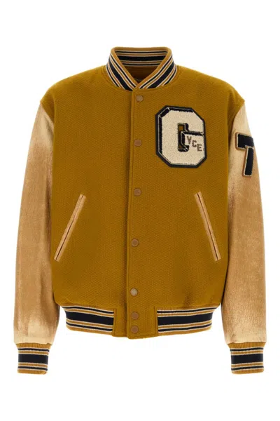 Golden Goose Brown Jacket With Stand-up Collar And Zipper Closure In Orange