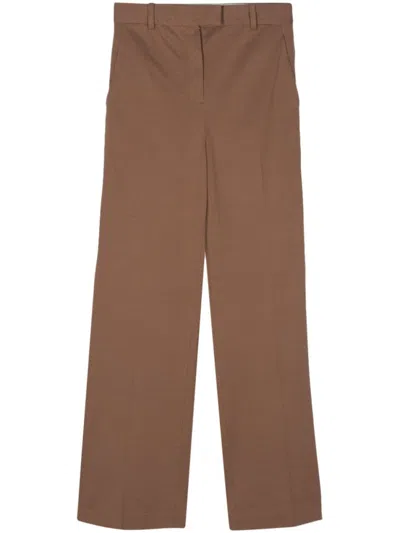 Circolo 1901 Pique Weave Cotton Blend Trousers With Dart Detailing In Brown