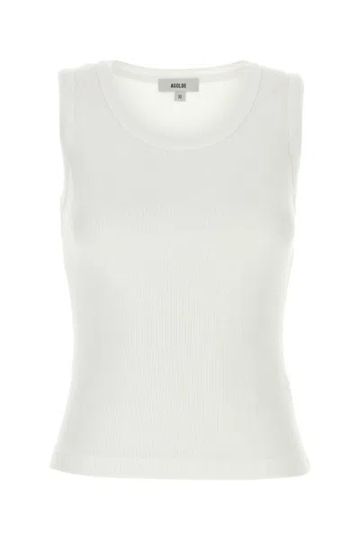 Agolde Stretch Cotton Blend Tank Top In White
