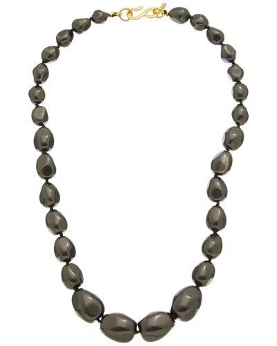 Kenneth Jay Lane Plated Pearl Strand Necklace In Black