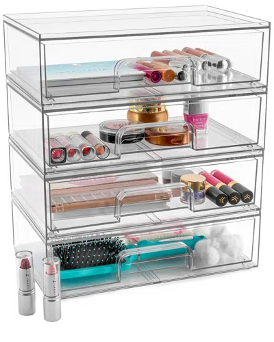 Sorbus Set Of 4 Acrylic Makeup Pull-out Storage Containers In Transparent