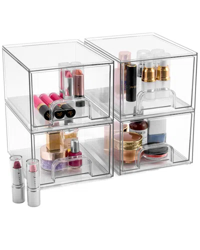 Sorbus Set Of 4 Acrylic Pull-out Small Makeup Storage Containers In Transparent