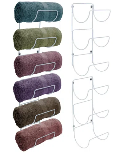 Sorbus Set Of 4 Silver Wall-mount Towel Racks In White