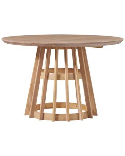 Walker Edison 48in Round Solid Wood Dining Table With Slatted Base